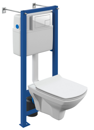 Комплект Cersanit CARINA XL CO DPL EO slim инсталляция VECTOR кнопка CORNER пластик белый