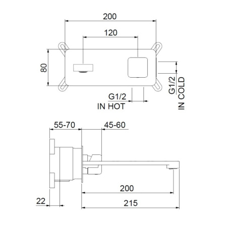 Смеситель для раковины Webert ONE-X OX830606441, черный/сталь