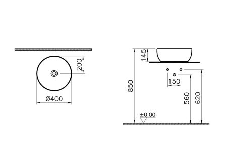 Раковина накладная 40см Vitra Outline 5992B403-0016 белый