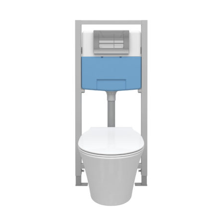 Промо-комплект 4 в 1 Ideal Standard с подвесным унитазом E005401 CONNECT AIR AquaBlade® с сиденьем и крышкой E036601 CONNECT AIR, встраиваемой инсталляцией R020467 PROSYS FRAME 120 M и механической панелью смыва R0108AA SOLEA M1