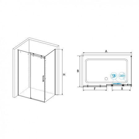 Душевой угол RGW Tornado 120x90x195 профиль хром, стекло прозрачное