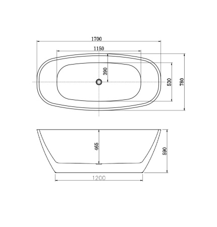 Ванна отдельностоящая 170х78см Aquatek ТЕРА белый