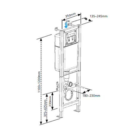 Комплект Cersanit PARVA CO DPL EO инсталляция BLACK кнопка LEON пластик хром глянцевый