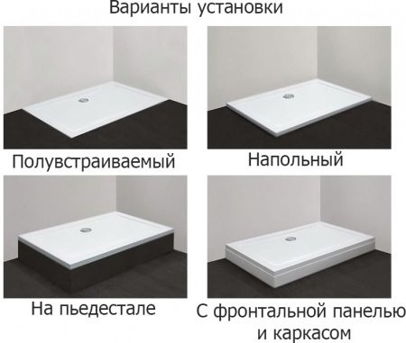 Поддон из стеклокомпозита Cezares Tray M AH 120x90x4 Белый