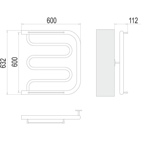 Полотенцесушитель водяной Terminus Фокстрот (1") БШ 60х60