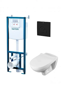 ПЭК Santek Бореаль Пэк 1WH501775 подвесная чаша + инсталляция + сиденье + панель черный матовый