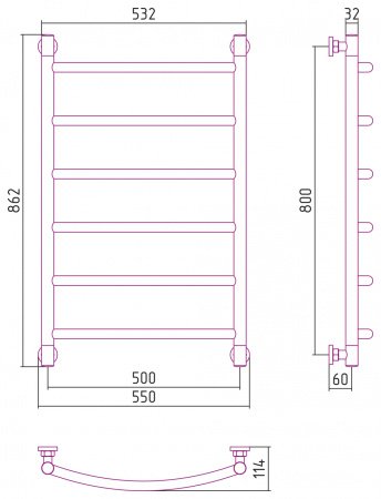 Полотенцесушитель водяной Сунержа Галант+ 80х50 белый матовый