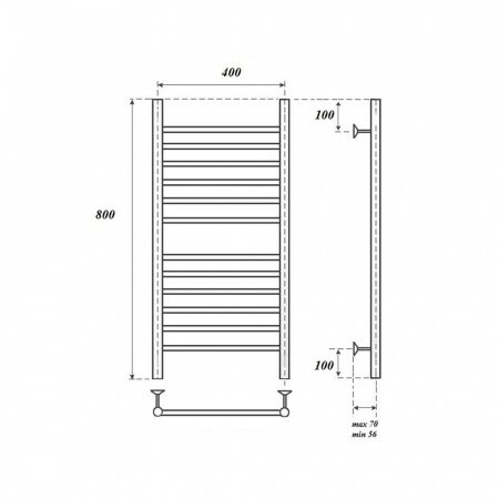 Полотенцесушитель электрический Point PN10148SE П12 400x800 левый/правый, хром