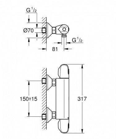 Термостат для душа Grohe Grohtherm 1000  34550000 хром
