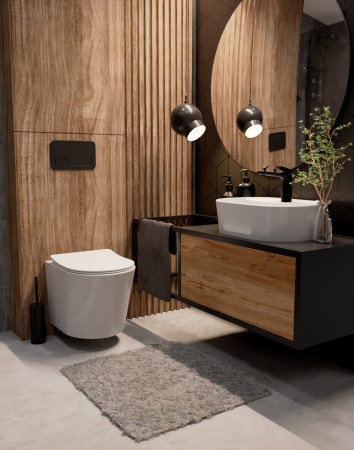 Унитаз подвесной безободковый AQUAme AQM2001 белый, с сиденьем микролифт