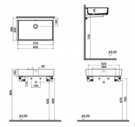 Раковина накладная 60см Vitra ArchiPlan 7404B003-0012 белый
