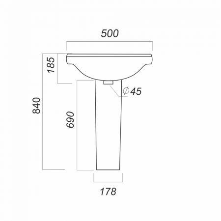 Раковина подвесная 50см Sanita Комфорт CMFSAWB01 белый