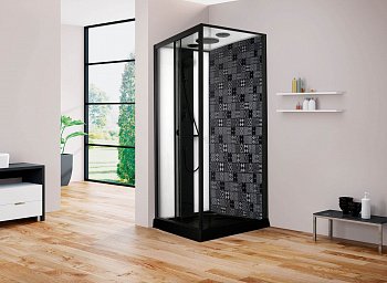Душевая кабина Esbano Black ESKBB1280СKR 120x80x210см, профиль черный матовый, стекло прозрачное