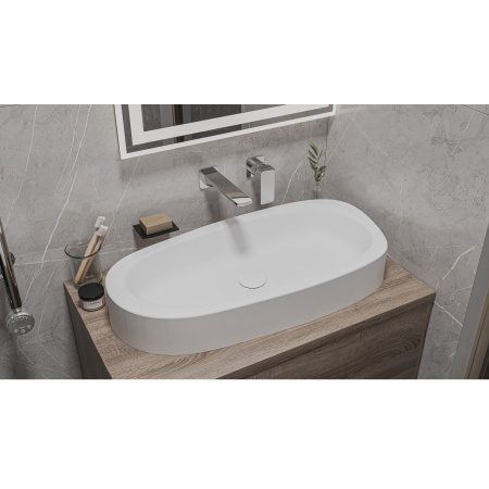 Умывальник WHITECROSS Moonstone E 70x35 (белый мат) иск. камень