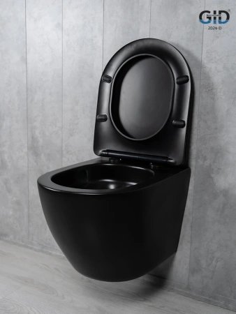 Унитаз подвесной безободковый GID Tr2122TF-Bm черный матовый, с сиденьем микролифт
