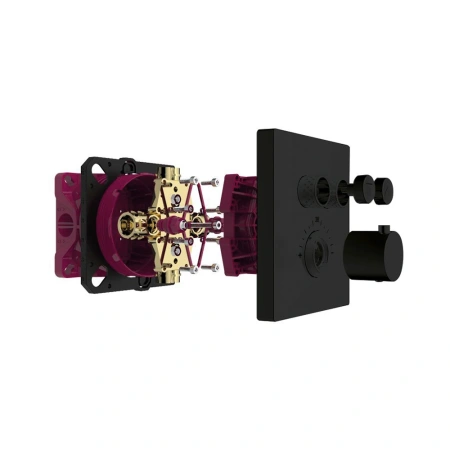 Термостат для душа на 2 потребителя AQUAme  AQM8801MB черный матовый