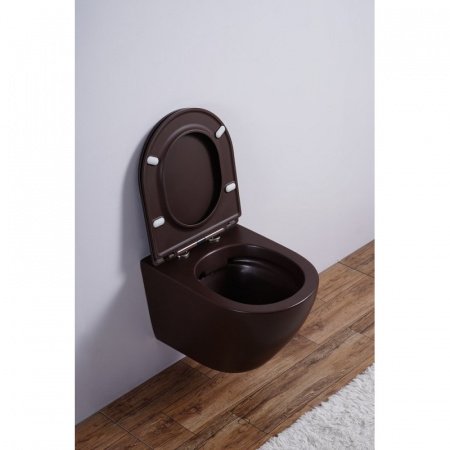 Унитаз подвесной Esbano AZALEA коричневый матовый, с сиденьем микролифт