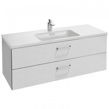 Тумба под раковину Jacob Delafon Vox 120 подвесная 2 ящика изогнутые ручки Белый глянец