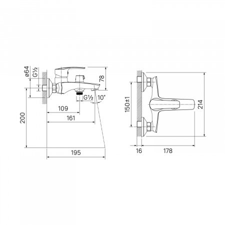 Смеситель для ванны с душем IDDIS Ray RAYSB02i02WA хром глянцевый