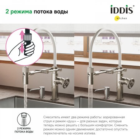 Смеситель для кухни IDDIS Grange GRABNFLi05 белый/сатин