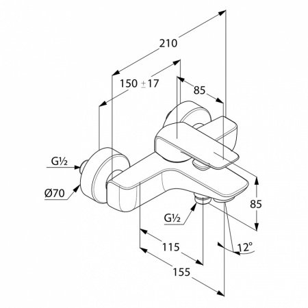 Смеситель для ванны с душем Kludi Ameo 414450575 хром