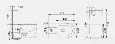 Унитаз напольный безободковый GID Tr2177BM с сиденьем микролифт, черный матовый