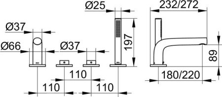 Смеситель на борт ванны Keuco Edition 400 51530010100 хром