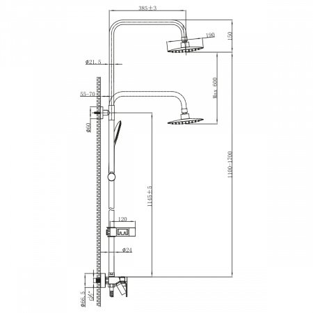 Душевая стойка Lemark Tropic LM7002BL черный