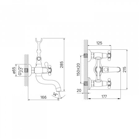 Смеситель для ванны с душем IDDIS Sam SAMBR02i02 бронза матовая