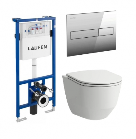 Комплект (унитаз + инсталляция + клавиша) Laufen Basal 6.2071.2.004.000.3 белый, с сиденьем микролифт