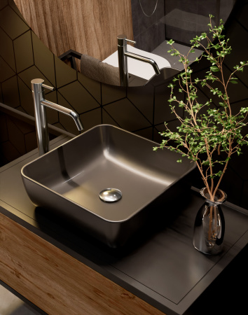 Раковина накладная 39см AQUAme AQM5011MB черный матовый