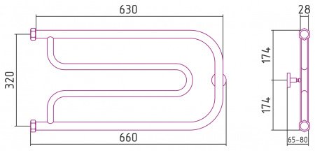 Полотенцесушитель водяной Сунержа Гусли 32х65 черный матовый