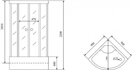 Душевая кабина Timo Standart T-1190 P 90x90x220 профиль хром матовый, стекло прозрачное