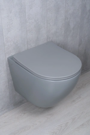 Унитаз подвесной безободковый GID Tr2122TF-Lgm серый матовый, с сиденьем микролифт