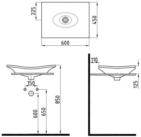 Раковина накладная Bien Lotus 60 LTLU06001FD0W3000 белая