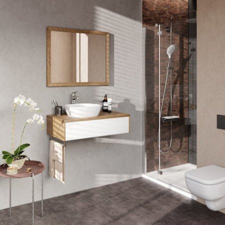 Тумба с раковиной Iddis Torr 80 подвесная Белая Дуб