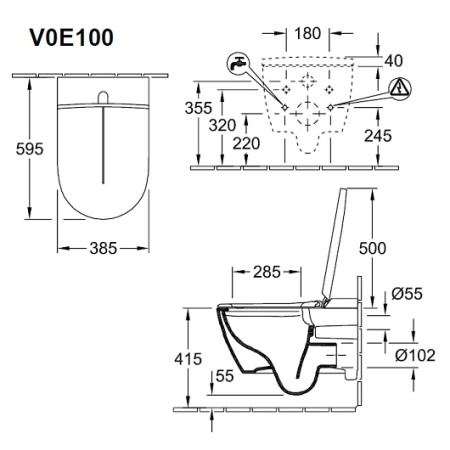 Унитаз-биде подвесной Villeroy & Boch ViClean-I100 V0E100S0 черный