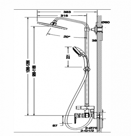 Душевая стойка Bravat Source F9173218CP-A-ENG хром