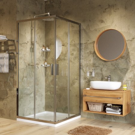 Душевой угол WasserKraft Lippe 45S03 90x90x185, профиль хром, стекло прозрачное
