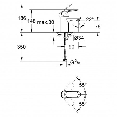 Смеситель для раковины Grohe Eurosmart Cosmopolitan 32824000 хром