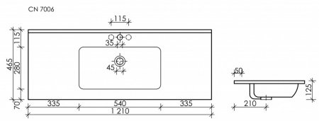 Раковина накладная 121см Ceramica Nova Element CN7006 белый