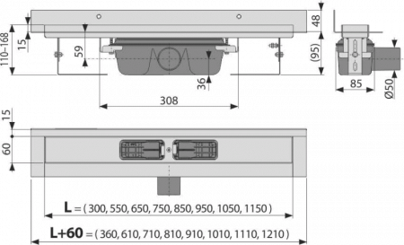Душевой лоток Alcaplast Wall APZ16-850 без решетки