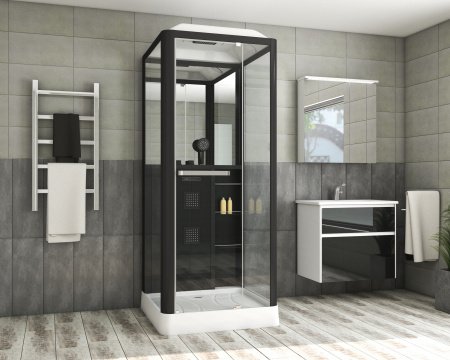 Душевая кабина Grossman GR-221 90x90x225 профиль черный, стекло прозрачное