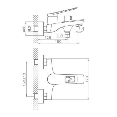 Смеситель для ванны Haiba HB60595, хром