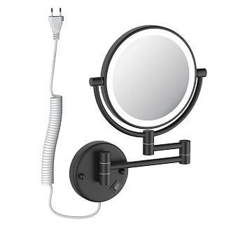 Косметическое зеркалос 5-ти кратным увеличением и подсветкой Timo Saona 13376/03 черный матовый