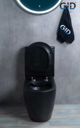 Унитаз напольный безободковый GID Tr2177BM с сиденьем микролифт, черный матовый