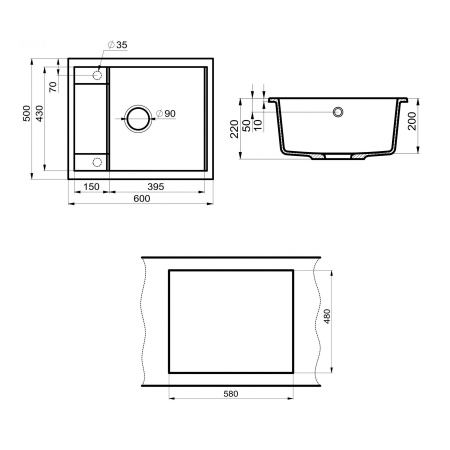 Мойка кухонная Point Римо 60 PN3010W, белый