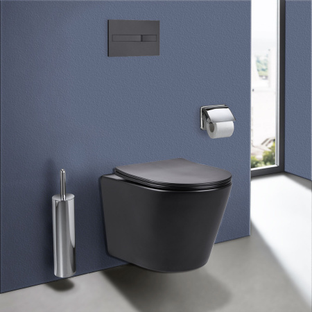 Унитаз подвесной безободковый Vincea Piatti VT1-11SMB черный матовый, с сиденьем микролифт