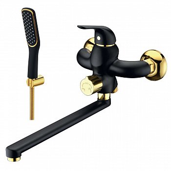 Смеситель для ванны с душем Lemark Swan LM5451BG черный/золото