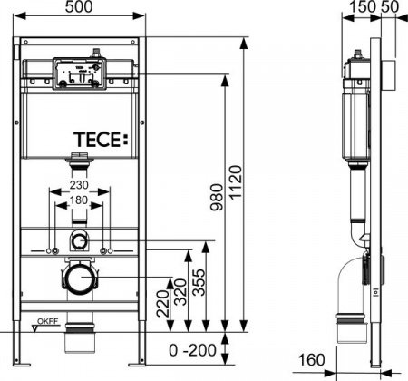 Готовое решение для подвесных унитазов TECE Profil K440407 черный матовый